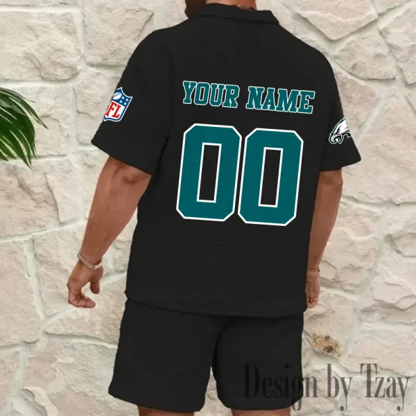 Philadelphia Eagles Men’s Waffle Pattern Half Zipper Shirt And Short BSPTWHZSS185 - Image 6