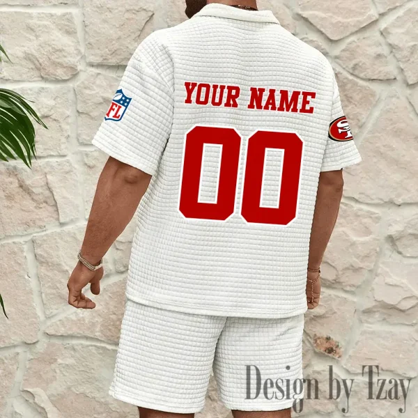 San Francisco 49ers Men’s Waffle Pattern Half Zipper Shirt And Short BSPTWHZSS187 - Image 4