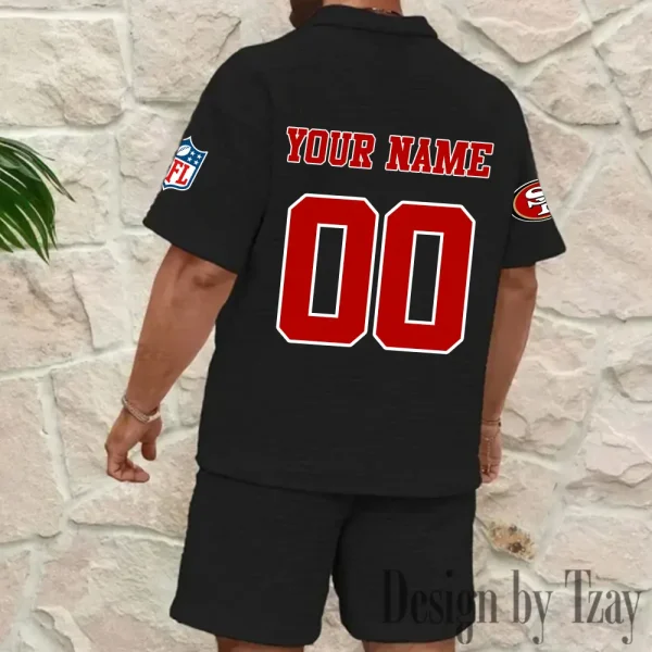 San Francisco 49ers Men’s Waffle Pattern Half Zipper Shirt And Short BSPTWHZSS187 - Image 2