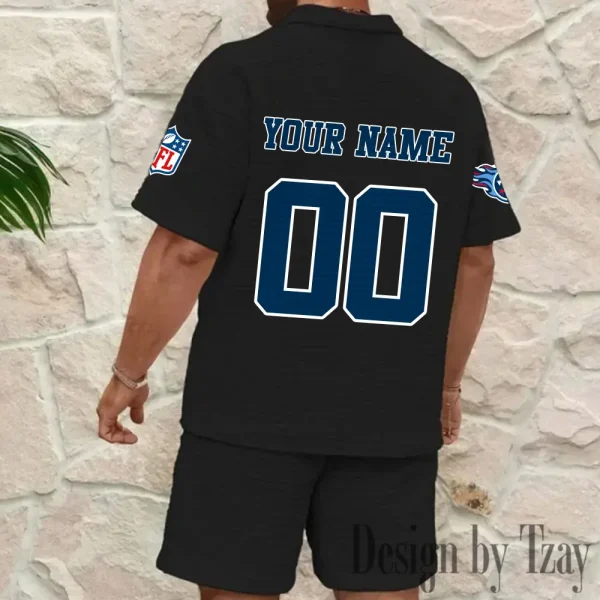 Tennessee Titans Men’s Waffle Pattern Half Zipper Shirt And Short BSPTWHZSS190 - Image 5