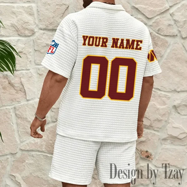 Washington Commanders Men’s Waffle Pattern Half Zipper Shirt And Short BSPTWHZSS191 - Image 5