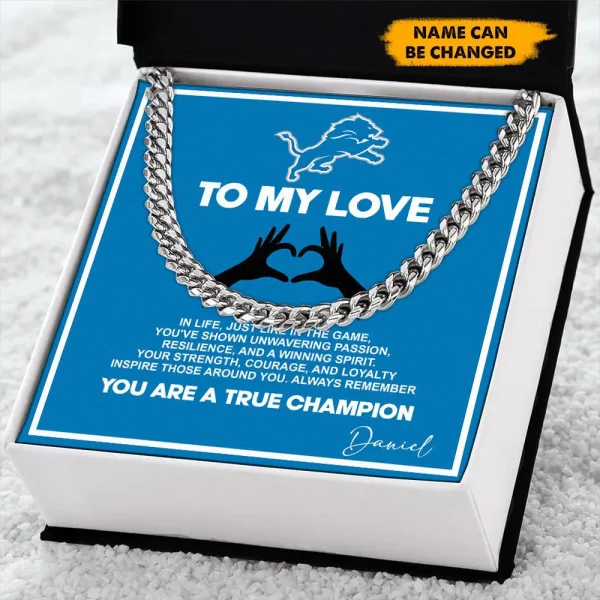 Detroit Lions Necklace Luxury Box Gift SPTNFLBG003