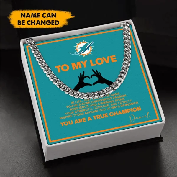 Miami Dolphins Necklace Luxury Box Gift SPTNFLBG023 - Image 2