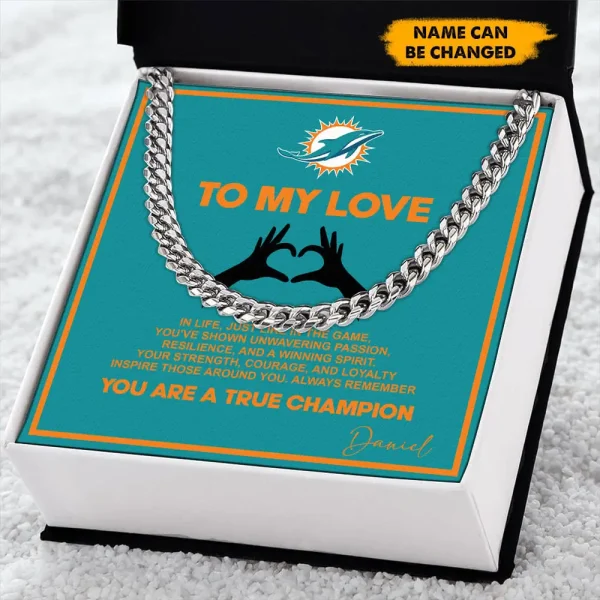 Miami Dolphins Necklace Luxury Box Gift SPTNFLBG023