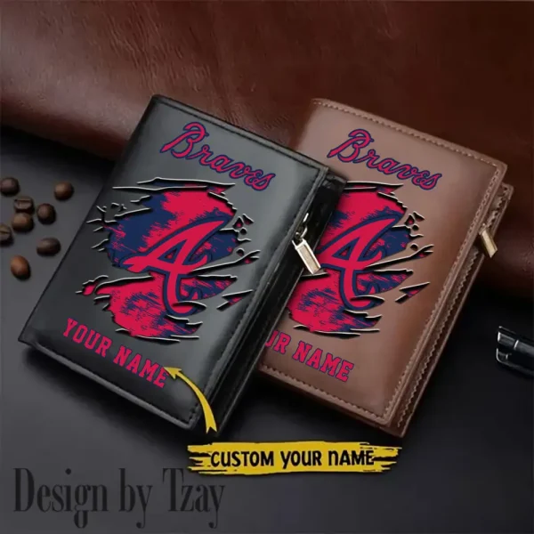 Atlanta Braves MLB Leather Wallets Vertical Style SPTLVW681