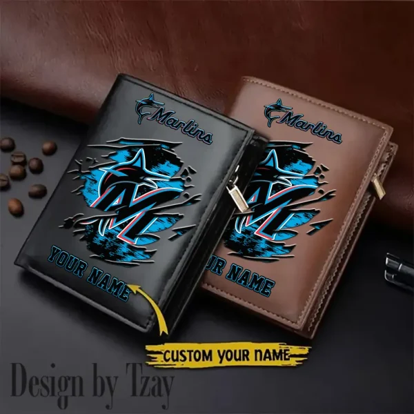 Miami Marlins MLB Leather Wallets Vertical Style SPTLVW694