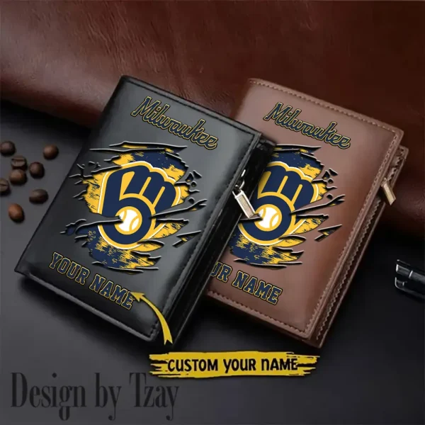 Milwaukee Brewers MLB Leather Wallets Vertical Style SPTLVW695