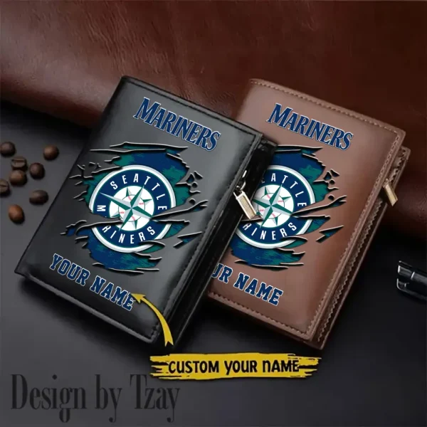 Seattle Mariners MLB Leather Wallets Vertical Style SPTLVW704