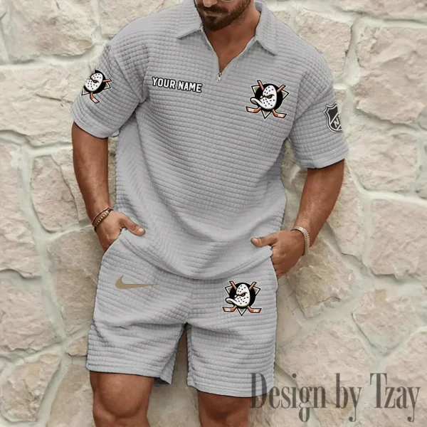 Anaheim Ducks Men's Waffle Knit Short Sleeve Slim Fit Soft Summer And Shorts BSPTWHZSS222 - Image 4