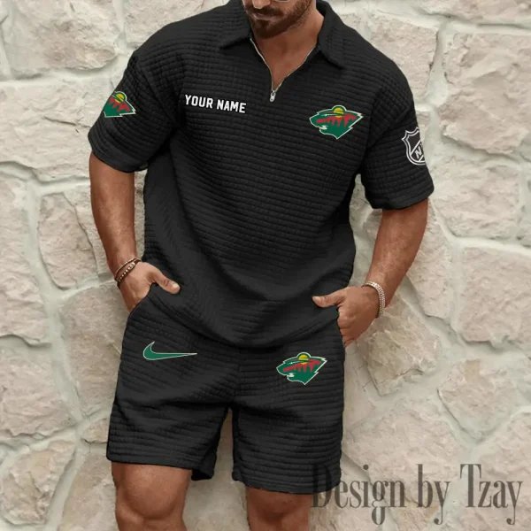 Minnesota Wild Men's Waffle Knit Short Sleeve Slim Fit Soft Summer And Shorts BSPTWHZSS225