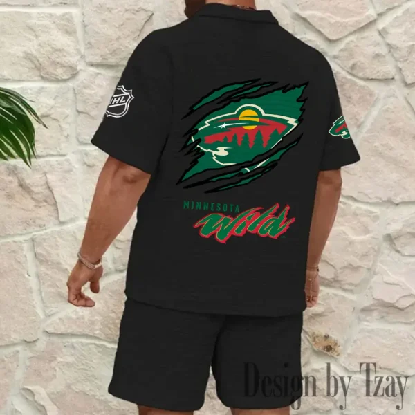 Minnesota Wild Men's Waffle Knit Short Sleeve Slim Fit Soft Summer And Shorts BSPTWHZSS225 - Image 6