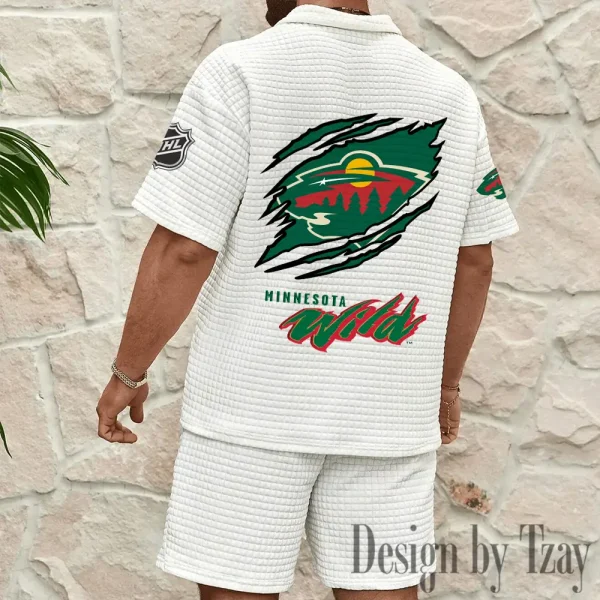 Minnesota Wild Men's Waffle Knit Short Sleeve Slim Fit Soft Summer And Shorts BSPTWHZSS225 - Image 7