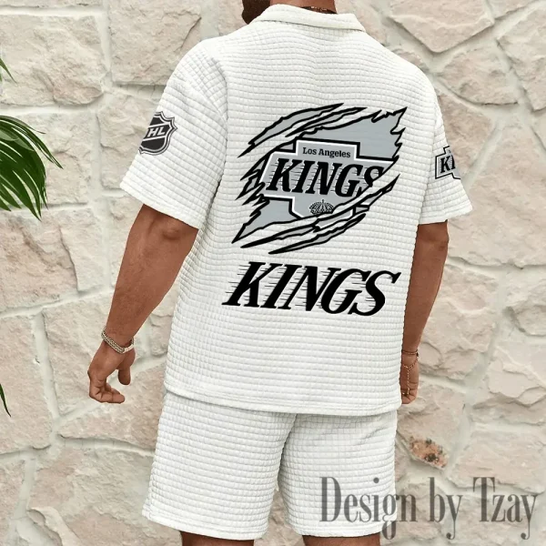 Los Angeles Kings Men's Waffle Knit Short Sleeve Slim Fit Soft Summer And Shorts BSPTWHZSS226 - Image 6