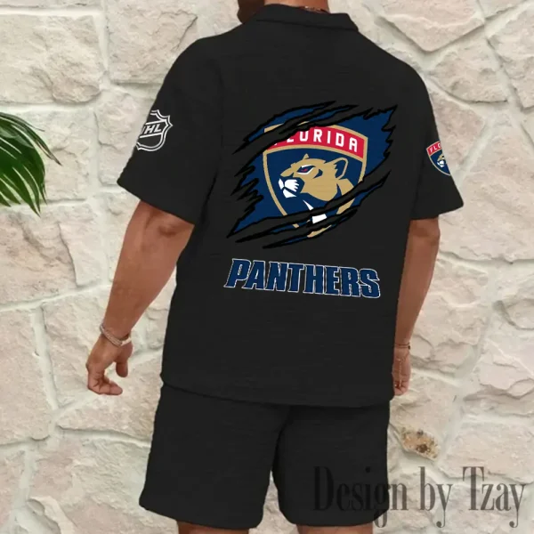 Florida Panthers Men's Waffle Knit Short Sleeve Slim Fit Soft Summer And Shorts BSPTWHZSS227 - Image 2