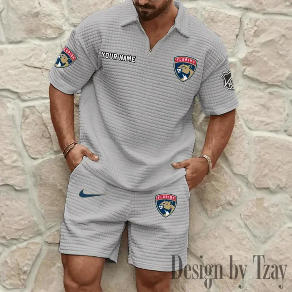 Florida Panthers Men's Waffle Knit Short Sleeve Slim Fit Soft Summer And Shorts BSPTWHZSS227 - Image 3