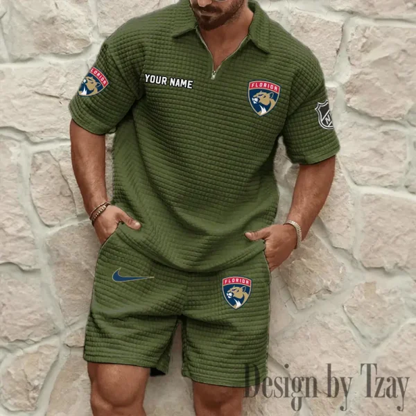 Florida Panthers Men's Waffle Knit Short Sleeve Slim Fit Soft Summer And Shorts BSPTWHZSS227 - Image 6