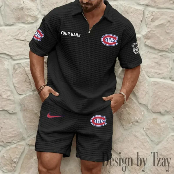 Montréal Canadiens Men's Waffle Knit Short Sleeve Slim Fit Soft Summer And Shorts BSPTWHZSS228 - Image 3