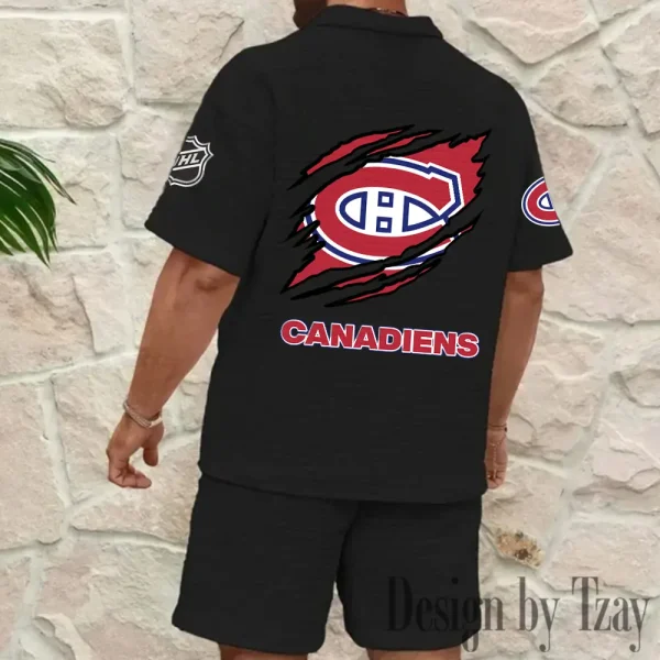 Montréal Canadiens Men's Waffle Knit Short Sleeve Slim Fit Soft Summer And Shorts BSPTWHZSS228 - Image 7