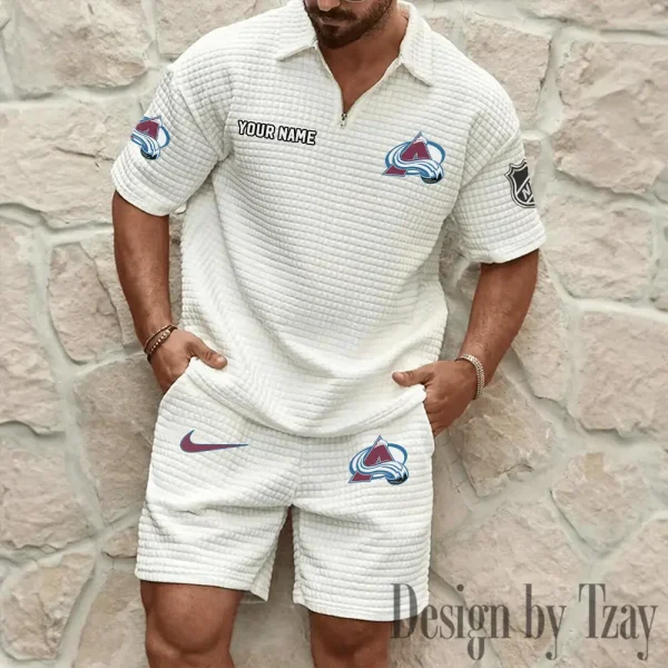 Colorado Avalanche Men's Waffle Knit Short Sleeve Slim Fit Soft Summer And Shorts BSPTWHZSS234 - Image 3