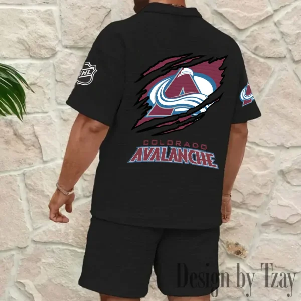 Colorado Avalanche Men's Waffle Knit Short Sleeve Slim Fit Soft Summer And Shorts BSPTWHZSS234 - Image 4