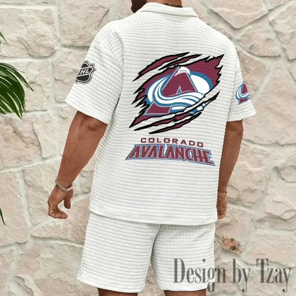 Colorado Avalanche Men's Waffle Knit Short Sleeve Slim Fit Soft Summer And Shorts BSPTWHZSS234 - Image 7
