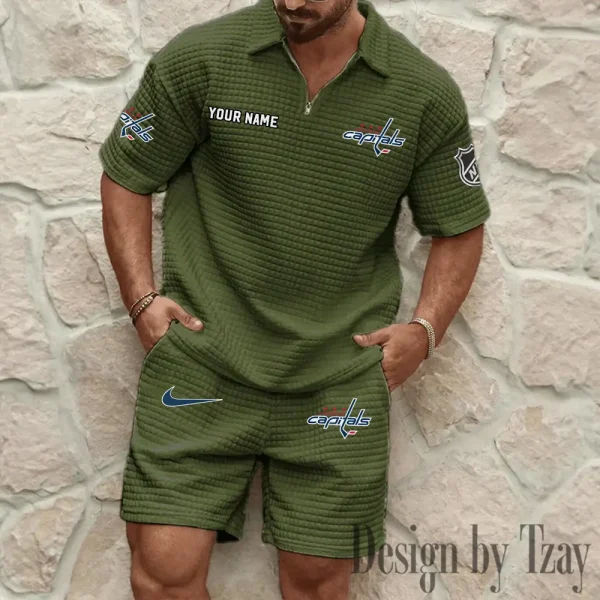 Washington Capitals Men's Waffle Knit Short Sleeve Slim Fit Soft Summer And Shorts BSPTWHZSS239 - Image 2