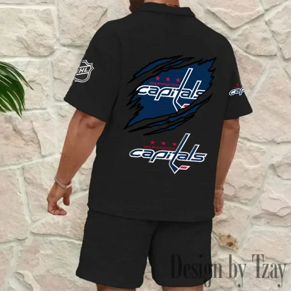 Washington Capitals Men's Waffle Knit Short Sleeve Slim Fit Soft Summer And Shorts BSPTWHZSS239 - Image 6