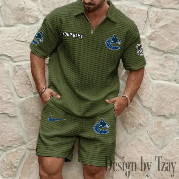 Vancouver Canucks Men's Waffle Knit Short Sleeve Slim Fit Soft Summer And Shorts BSPTWHZSS240 - Image 7