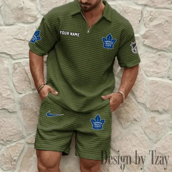 Toronto Maple Leafs Men's Waffle Knit Short Sleeve Slim Fit Soft Summer And Shorts BSPTWHZSS241 - Image 3