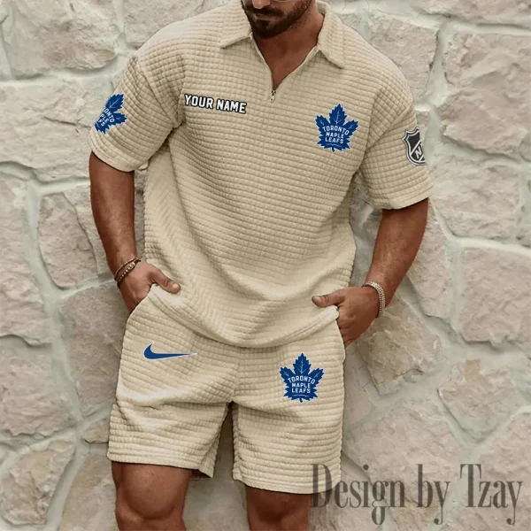 Toronto Maple Leafs Men's Waffle Knit Short Sleeve Slim Fit Soft Summer And Shorts BSPTWHZSS241 - Image 6