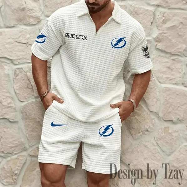 Tampa Bay Lightning Men's Waffle Knit Short Sleeve Slim Fit Soft Summer And Shorts BSPTWHZSS242 - Image 2