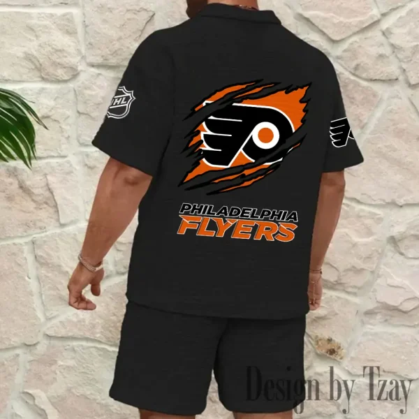 Philadelphia Flyers Men's Waffle Knit Short Sleeve Slim Fit Soft Summer And Shorts BSPTWHZSS244 - Image 2