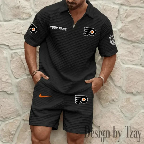 Philadelphia Flyers Men's Waffle Knit Short Sleeve Slim Fit Soft Summer And Shorts BSPTWHZSS244