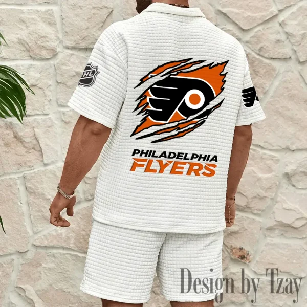 Philadelphia Flyers Men's Waffle Knit Short Sleeve Slim Fit Soft Summer And Shorts BSPTWHZSS244 - Image 4
