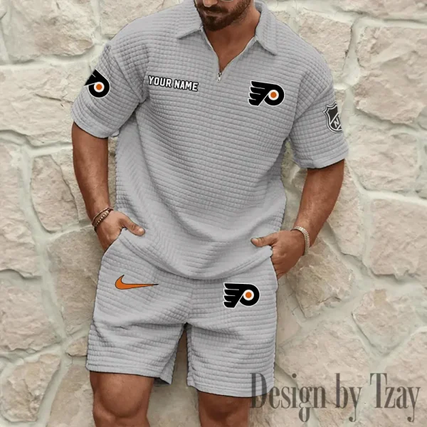 Philadelphia Flyers Men's Waffle Knit Short Sleeve Slim Fit Soft Summer And Shorts BSPTWHZSS244 - Image 5