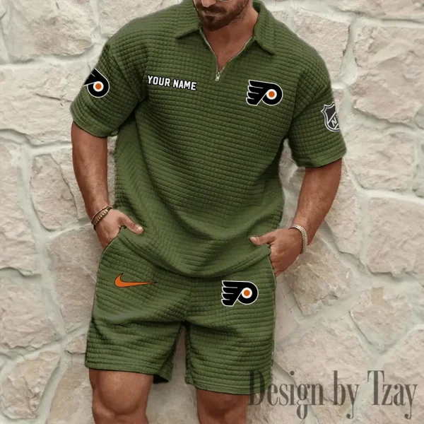 Philadelphia Flyers Men's Waffle Knit Short Sleeve Slim Fit Soft Summer And Shorts BSPTWHZSS244 - Image 6