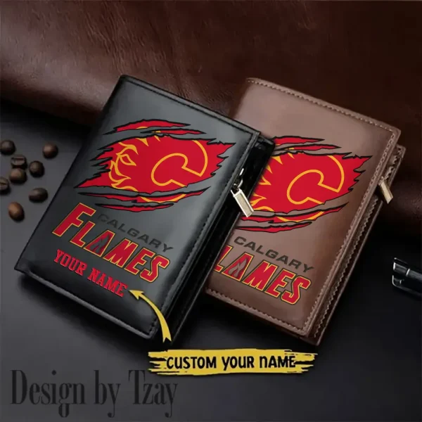 Calgary Flames NHL Leather Wallets Vertical Style SPTLVW713
