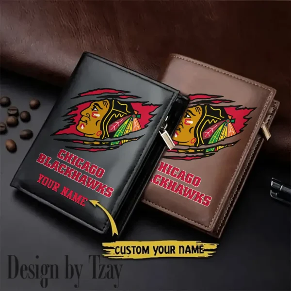 Chicago Blackhawks NHL Leather Wallets Vertical Style SPTLVW715