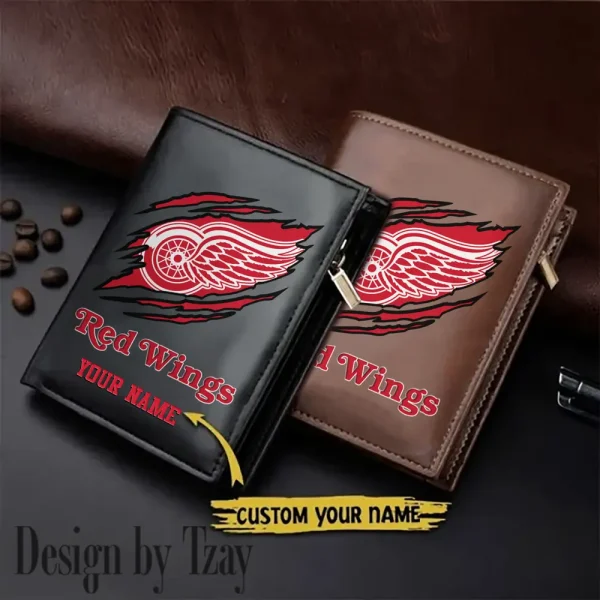 Detroit Red Wings NHL Leather Wallets Vertical Style SPTLVW719
