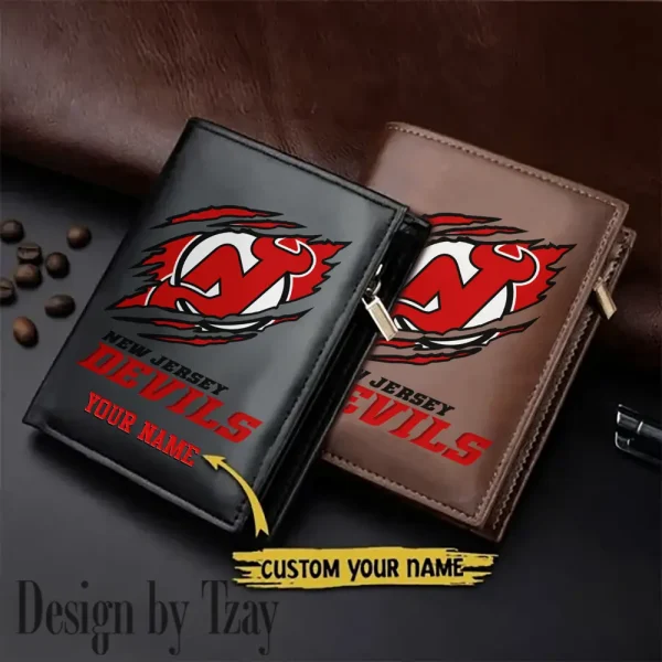 New Jersey Devils NHL Leather Wallets Vertical Style SPTLVW726