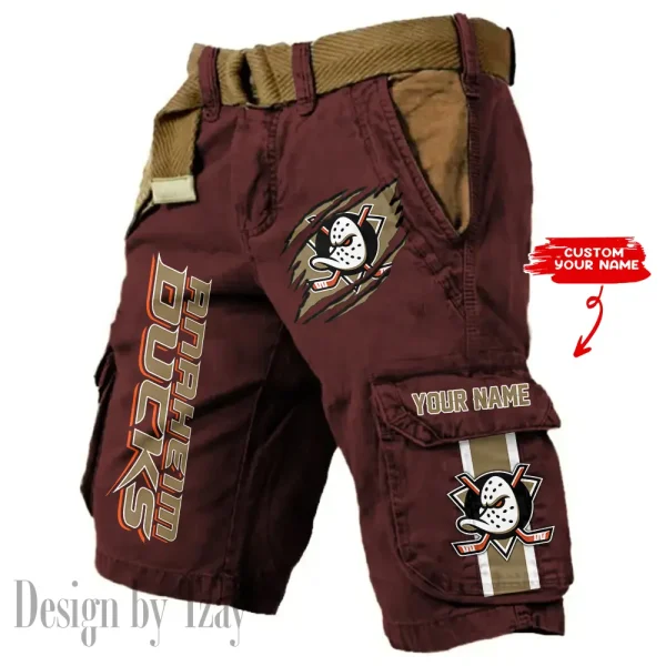 Anaheim Ducks Pocket Print Cargo Shorts (Belt Not Included) trending 2025 S9MCS367