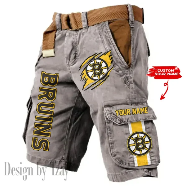 Boston Bruins Pocket Print Cargo Shorts (Belt Not Included) trending 2025 S9MCS368 - Image 3