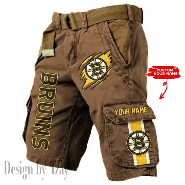 Boston Bruins Pocket Print Cargo Shorts (Belt Not Included) trending 2025 S9MCS368 - Image 4
