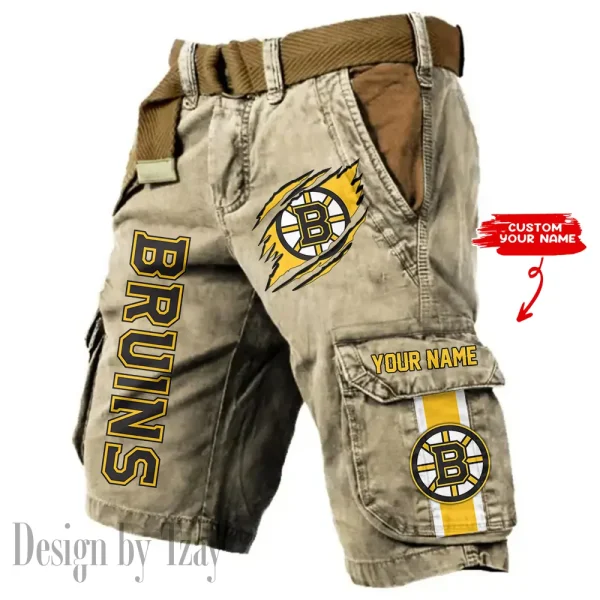 Boston Bruins Pocket Print Cargo Shorts (Belt Not Included) trending 2025 S9MCS368 - Image 5