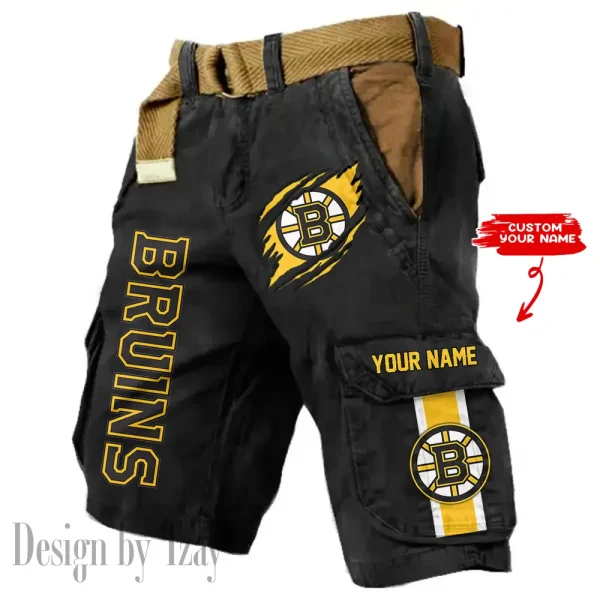 Boston Bruins Pocket Print Cargo Shorts (Belt Not Included) trending 2025 S9MCS368 - Image 6