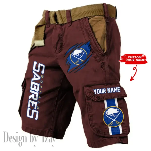 Buffalo Sabres Pocket Print Cargo Shorts (Belt Not Included) trending 2025 S9MCS369
