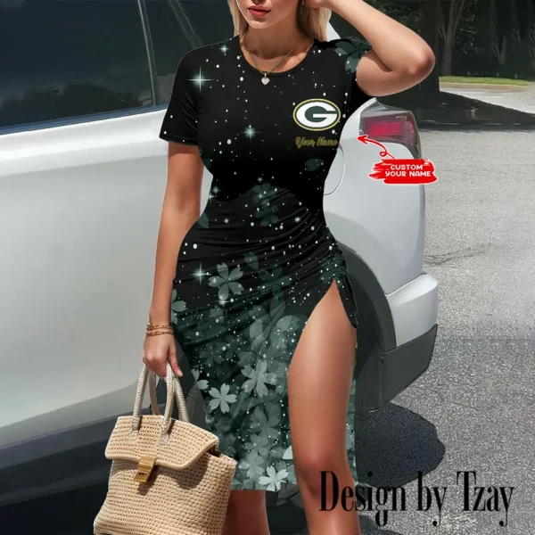 Green Bay Packers Women's Slit Bodycon Dress New 2025 S9SBD017