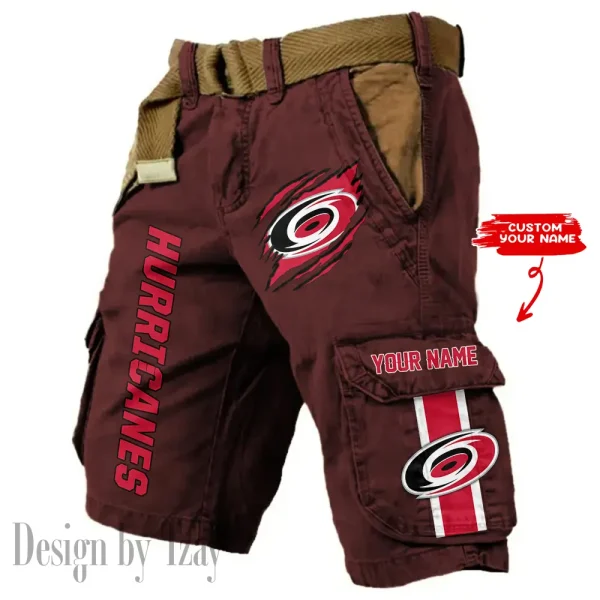 Carolina Hurricanes Pocket Print Cargo Shorts (Belt Not Included) trending 2025 S9MCS371
