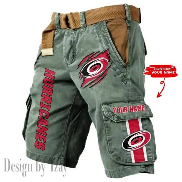 Carolina Hurricanes Pocket Print Cargo Shorts (Belt Not Included) trending 2025 S9MCS371 - Image 2
