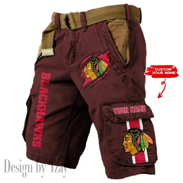 Chicago Blackhawks Pocket Print Cargo Shorts (Belt Not Included) trending 2025 S9MCS372